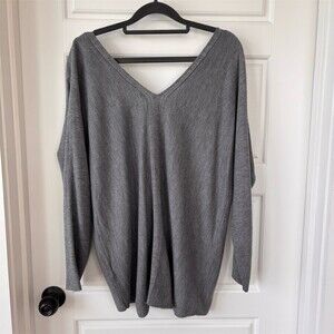 French Connection Sweater Womens Size S Gray V-Neck Long Sleeve Tunic Knit